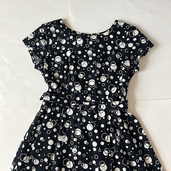 Handmade Vintage Fit and Flare Dress Black and White Circles 4 - Picture 8 of 10